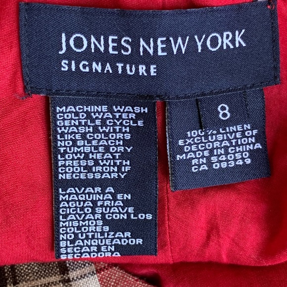 JONES NEW YORK VINTAGE LINEN PLAID A-LINE SKIRT. WOMEN’S SIZE 8 - Picture 7 of 7